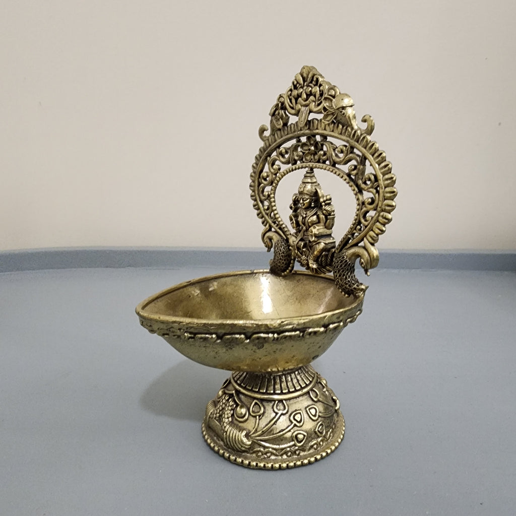 14 cm Premium brass Laxmi diya (215gram)