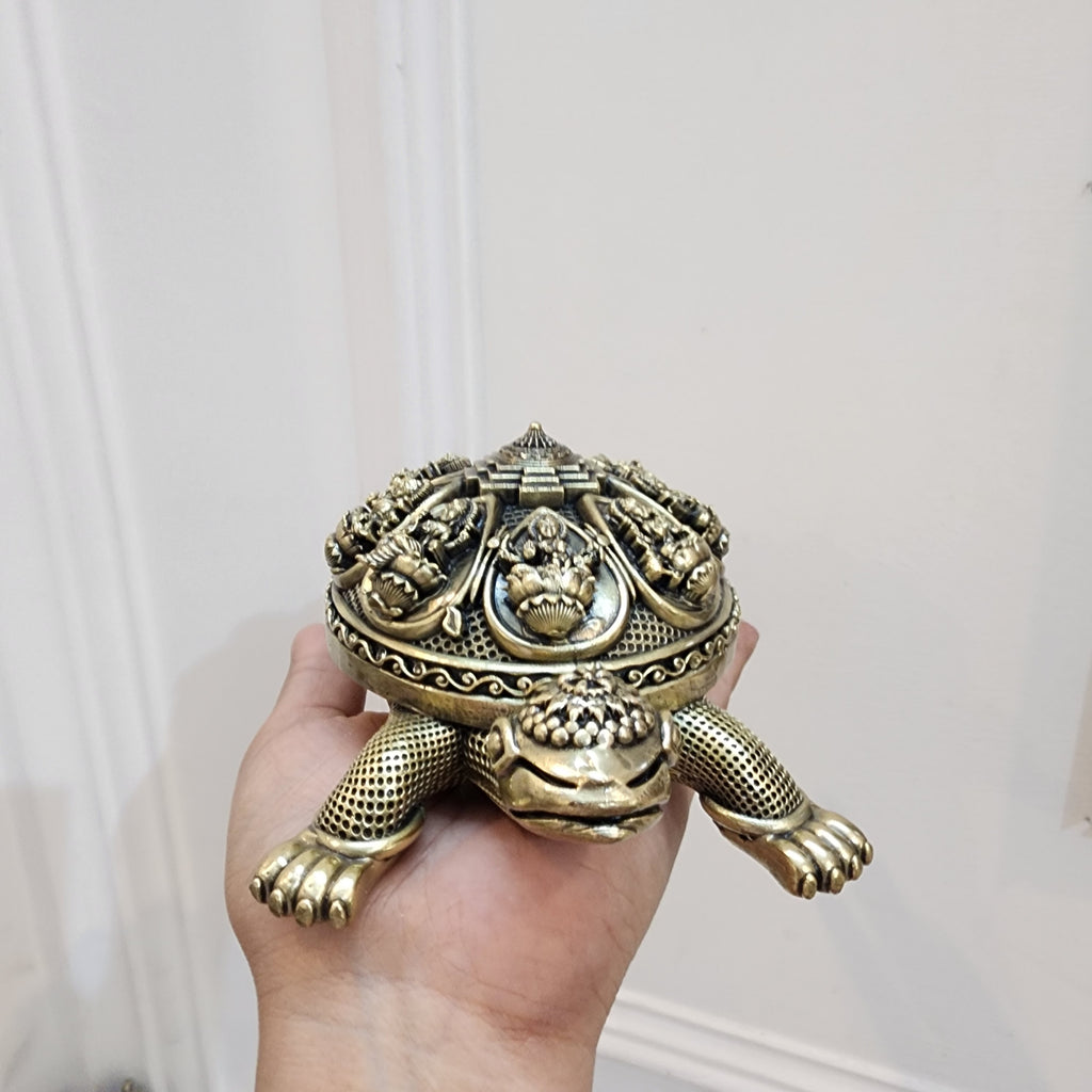 PREMIUM BRASS TURTLE WITH ASHTA LAKSHMI STATUE 