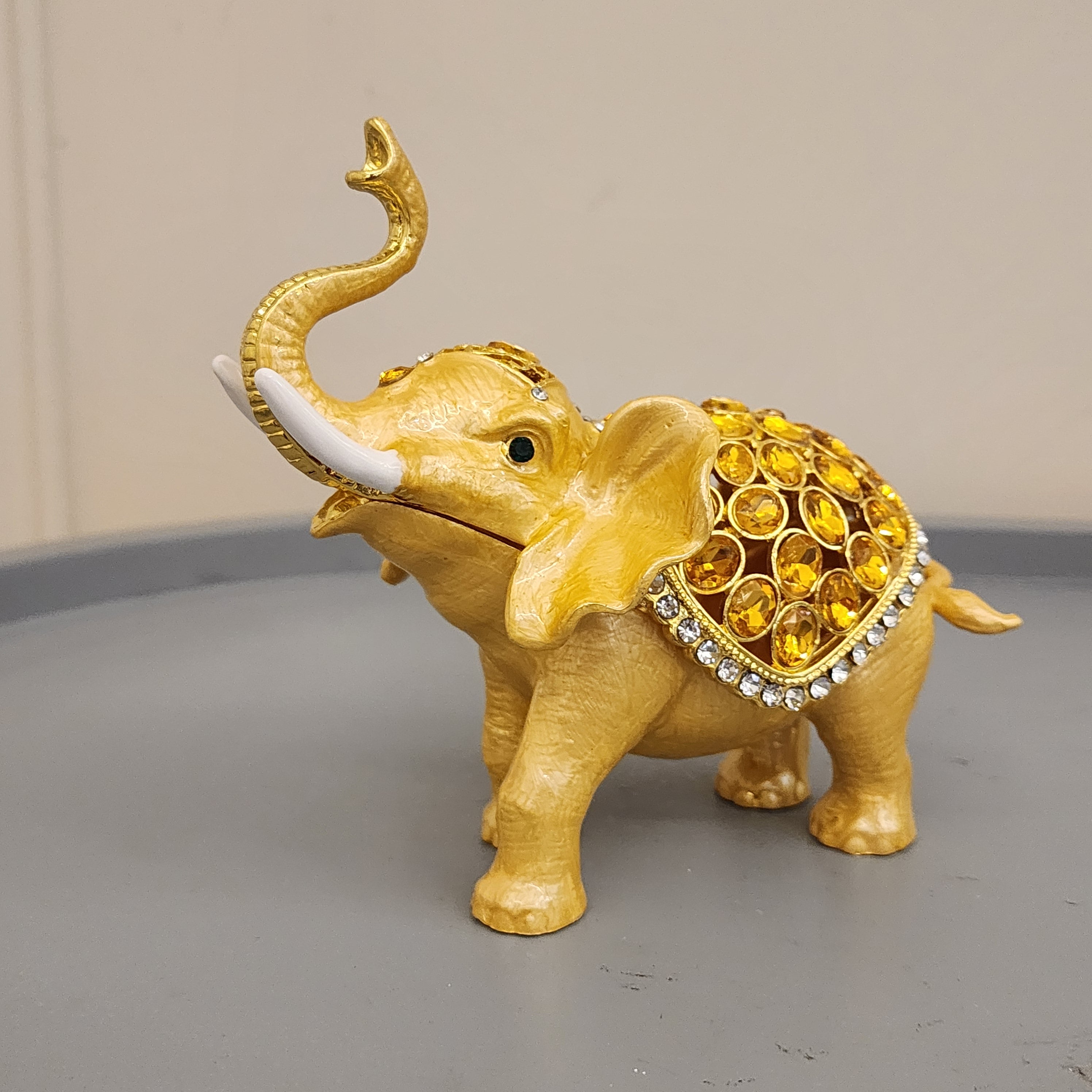Bejeweled Elephant Trinket Box Set 5.5 Inch, Enamel Crystal