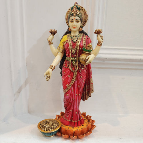 10 inch red finished laxmi maa statue (0.85 kg )