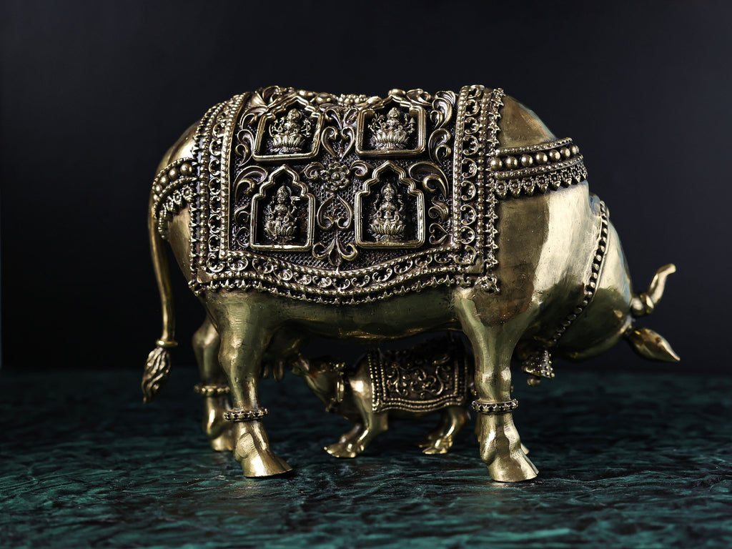 BIG Kamdhenu Statue with eight laxmi Premium Brass