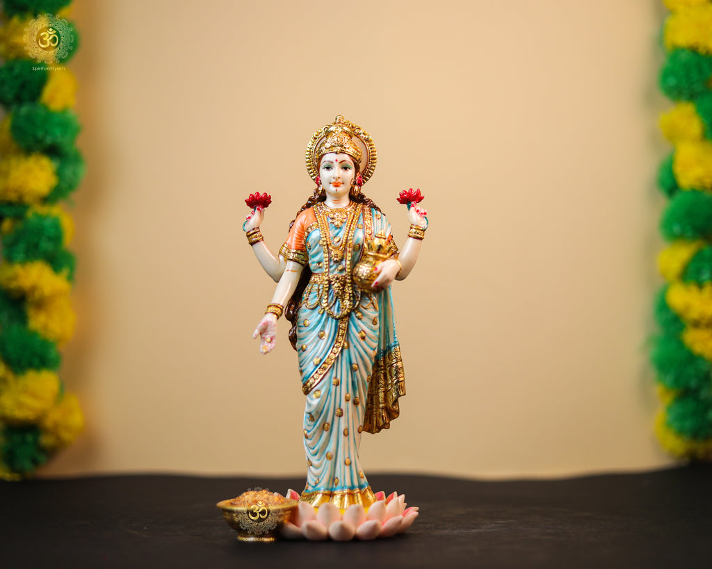 10 inch red finished laxmi maa statue (0.85 kg )