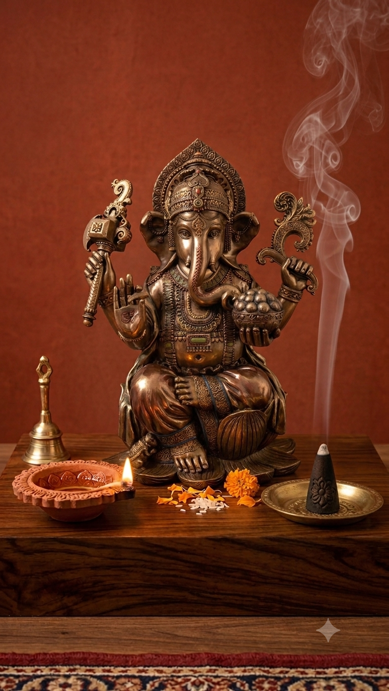 Large 18 Inch Ganesh Statue: God of Good Luck, Diwali Puja Decor