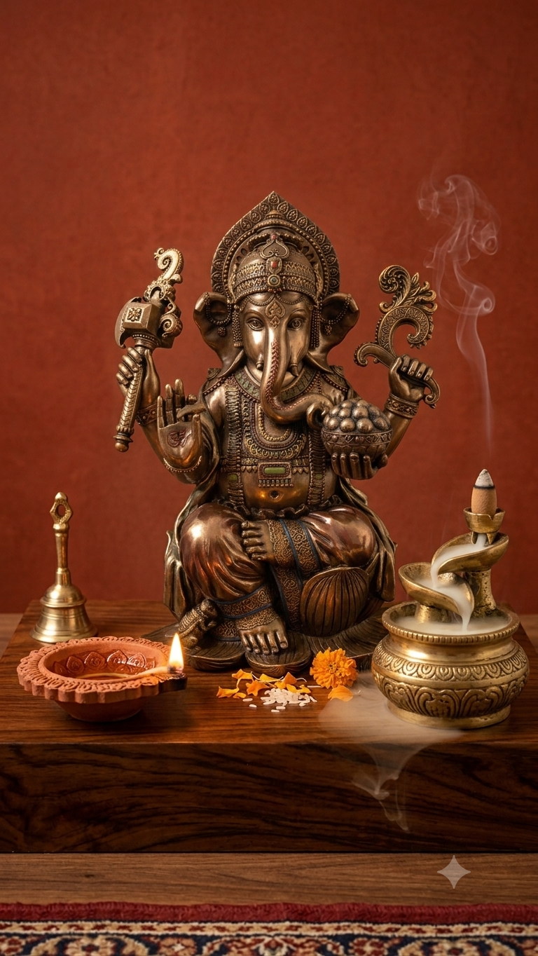 Large 18 Inch Ganesh Statue: God of Good Luck, Diwali Puja Decor
