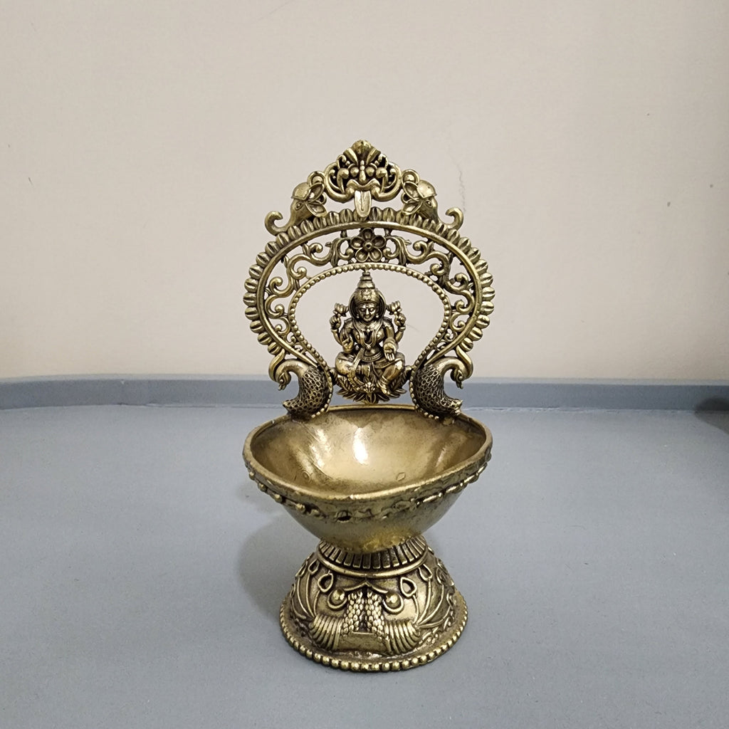 14 cm Premium brass Laxmi diya (215gram)