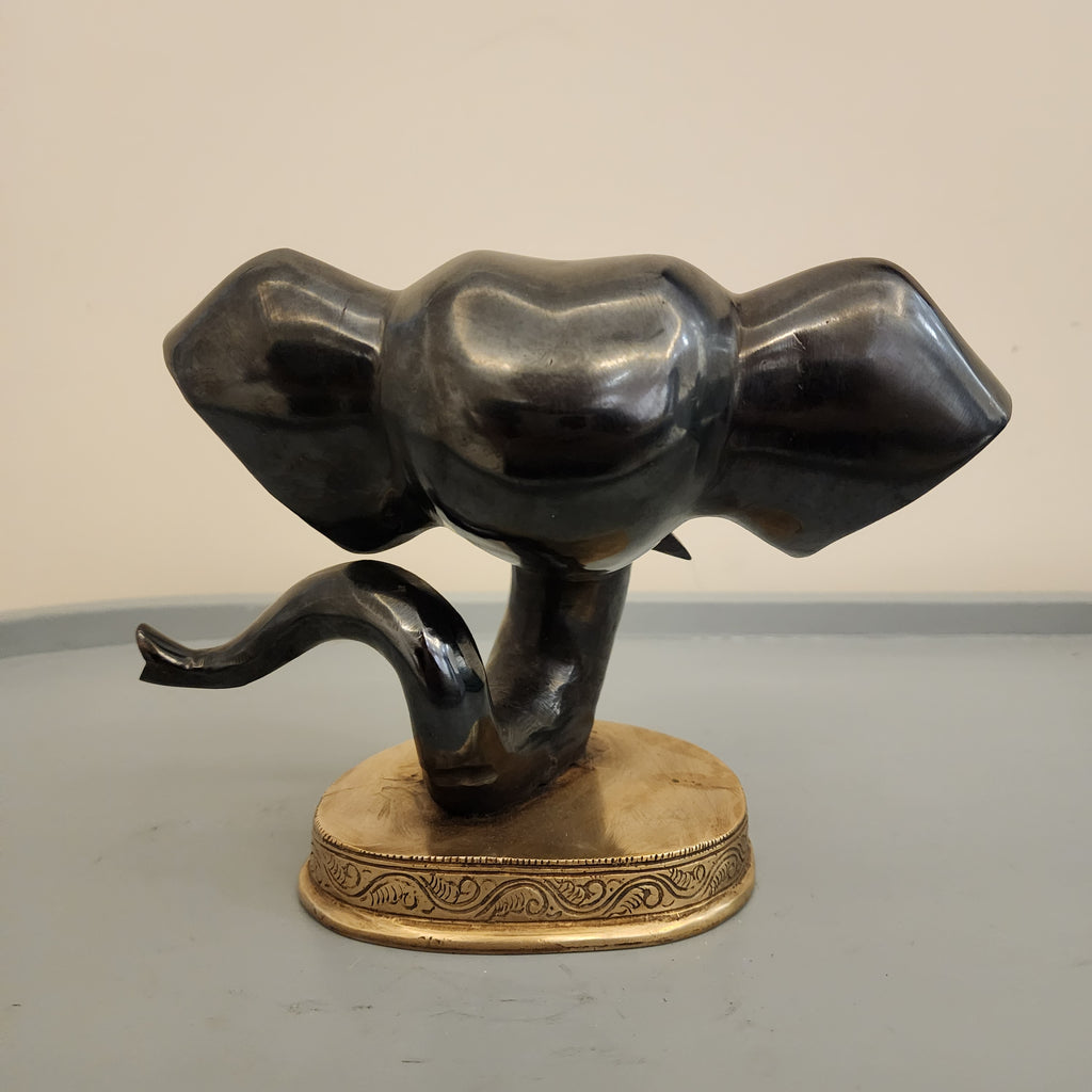 Abstract Ganesha Statue: Modern Brass Good Luck God Idol, 6 inch