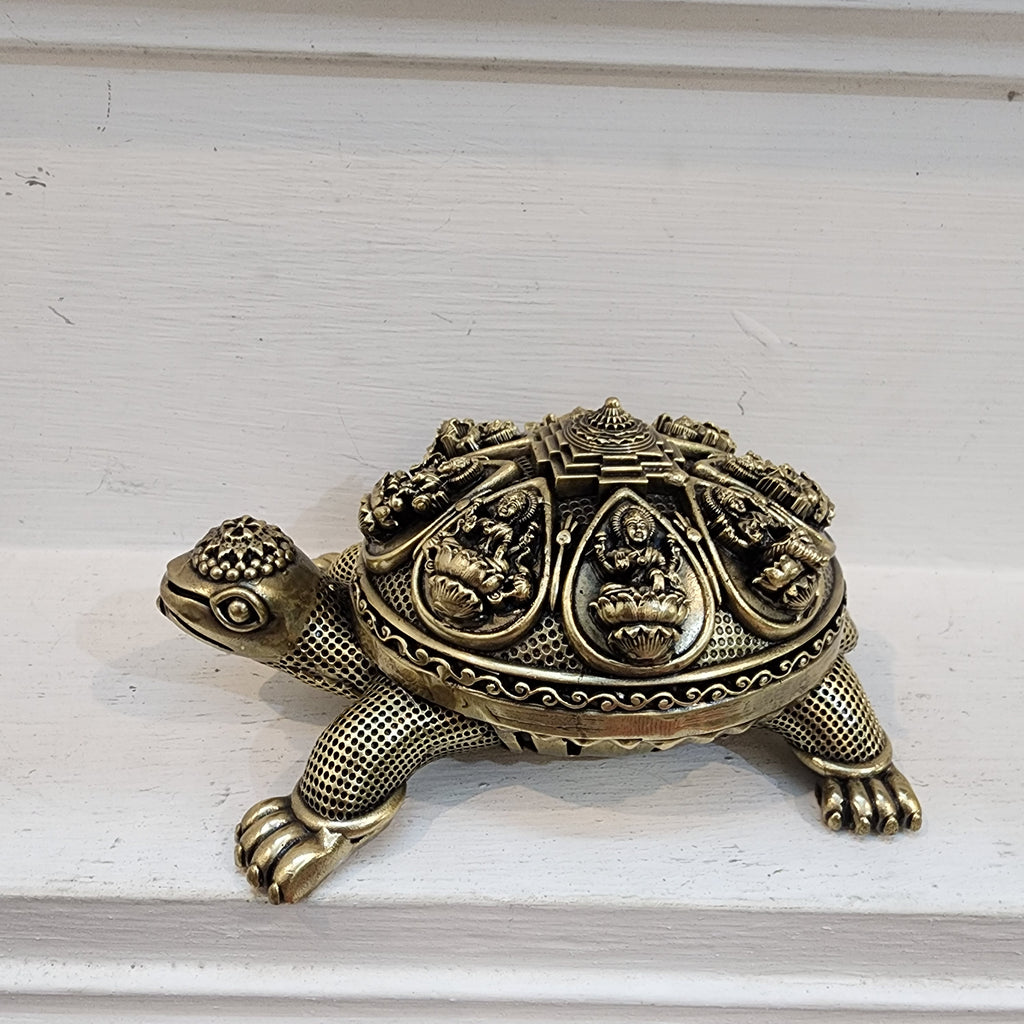 PREMIUM BRASS TURTLE WITH ASHTA LAKSHMI STATUE 