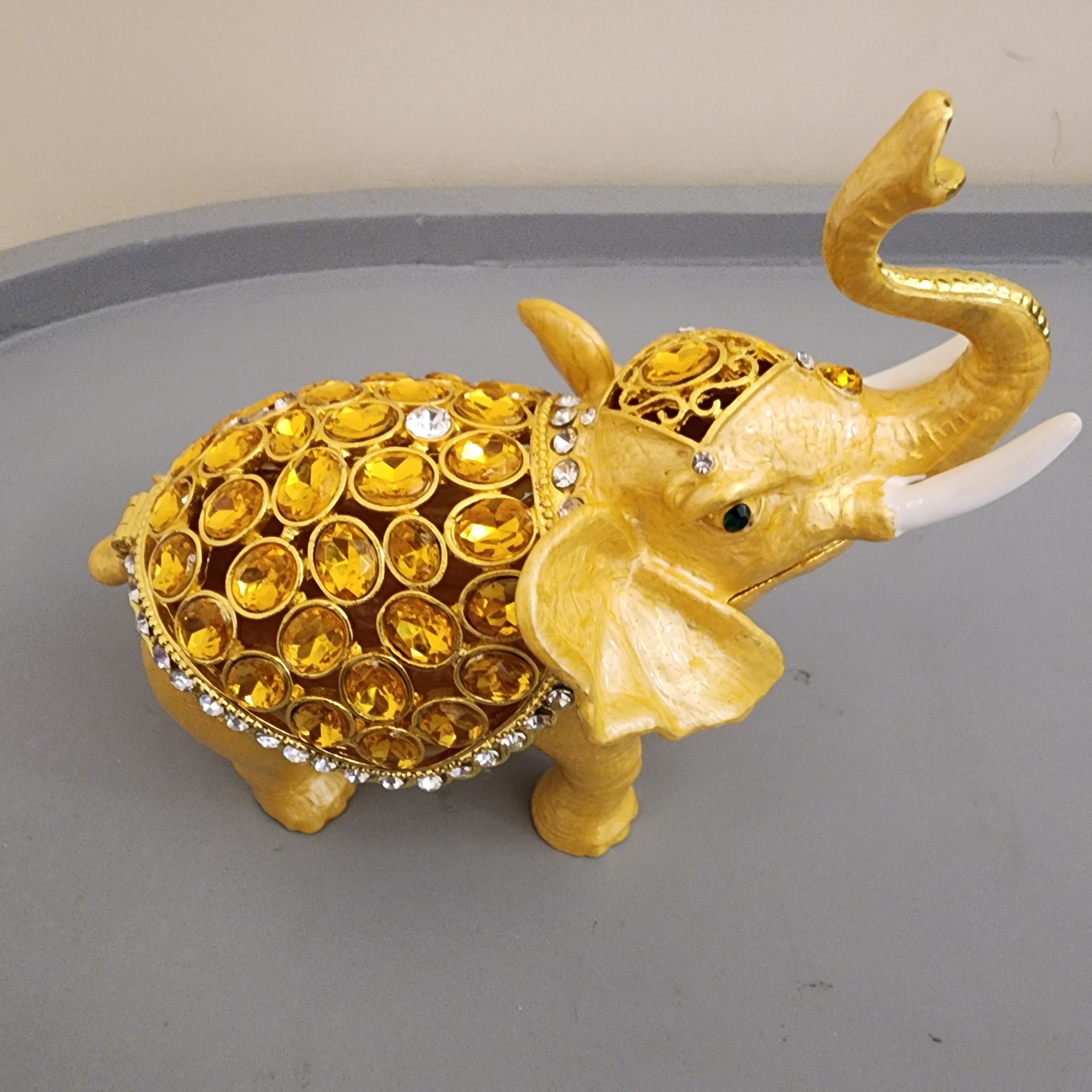 Bejeweled Elephant Trinket Box Set 5.5 Inch, Enamel Crystal
