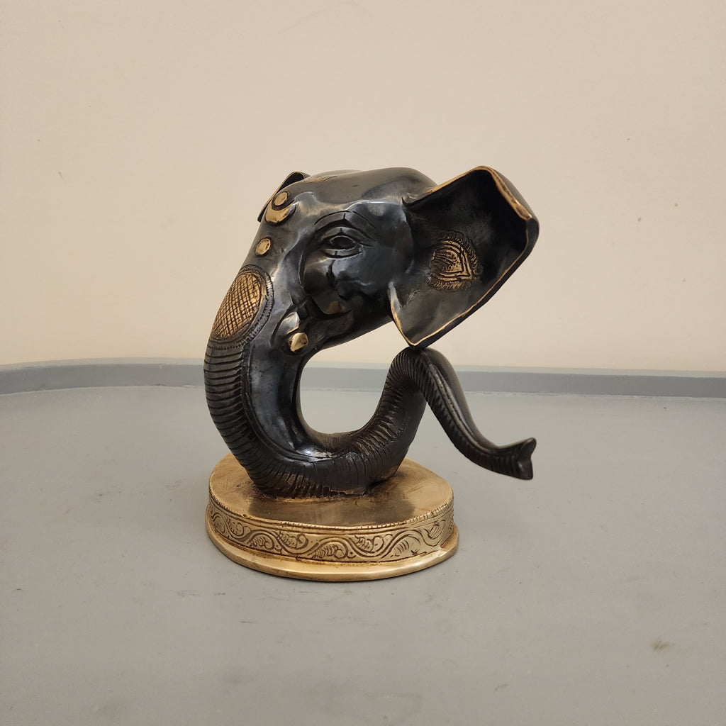 Abstract Ganesha Statue: Modern Brass Good Luck God Idol, 6 inch