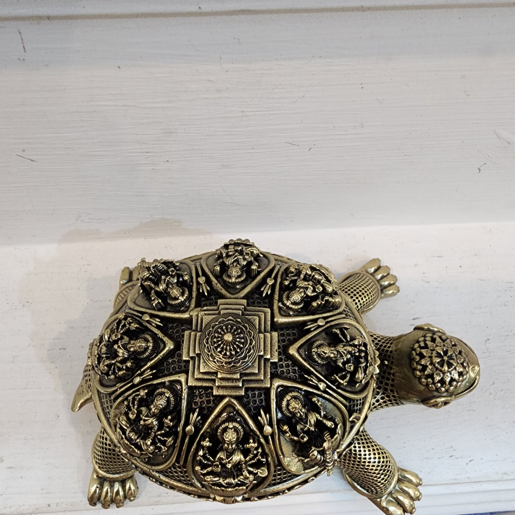 PREMIUM BRASS TURTLE WITH ASHTA LAKSHMI STATUE 