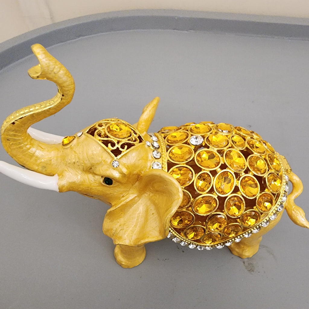 Bejeweled Elephant Trinket Box Set 5.5 Inch, Enamel Crystal