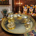 Brass 10 inch pooja thali set of 7 pcs