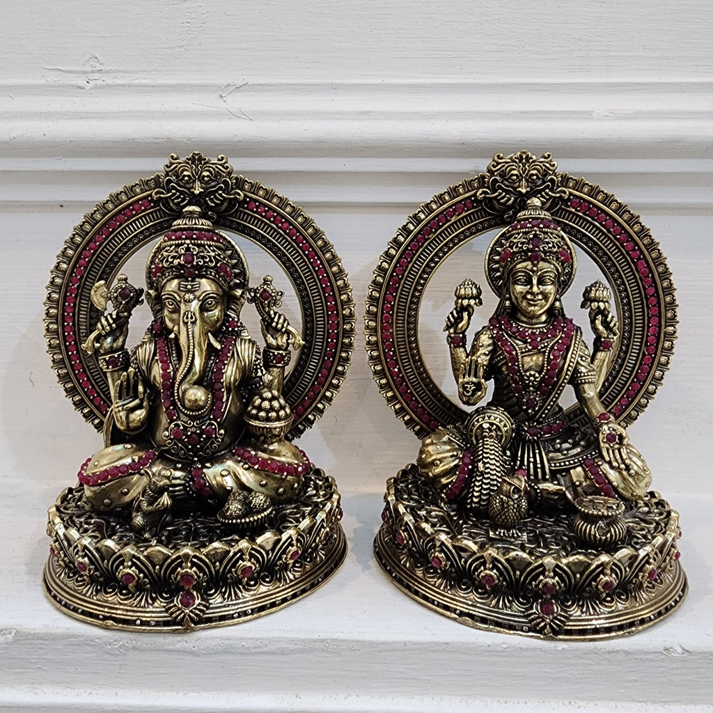 5.5 inch long stone work Laxmi ganesh statue 0.55 kg approx