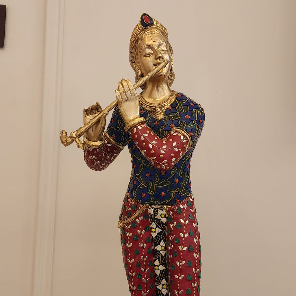 30 inch Krishna murti with stone work