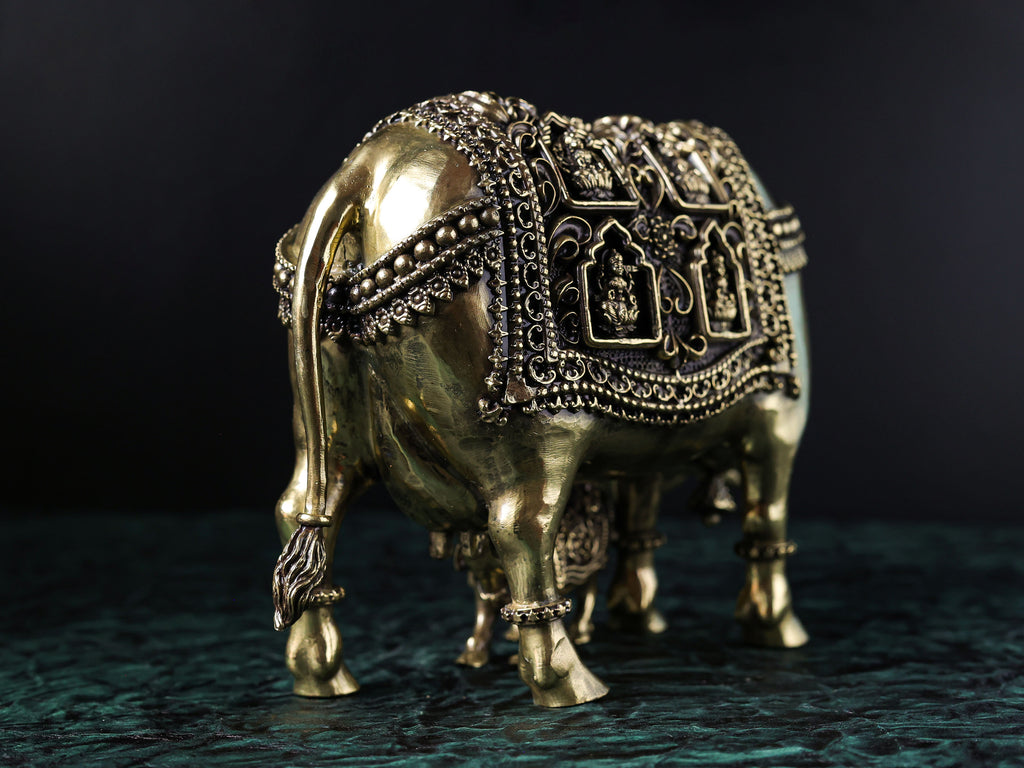 BIG Kamdhenu Statue with eight laxmi Premium Brass