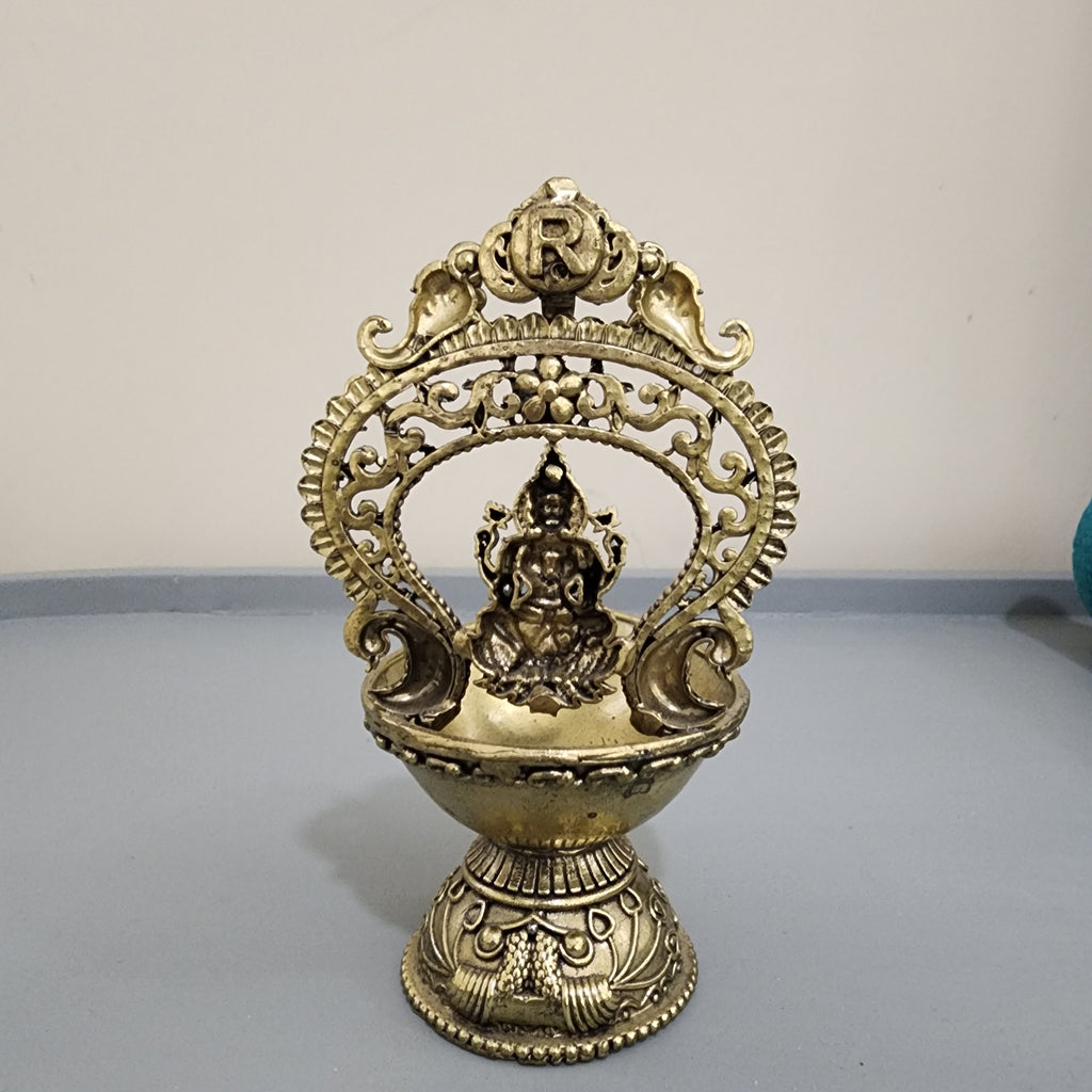 14 cm Premium brass Laxmi diya (215gram)