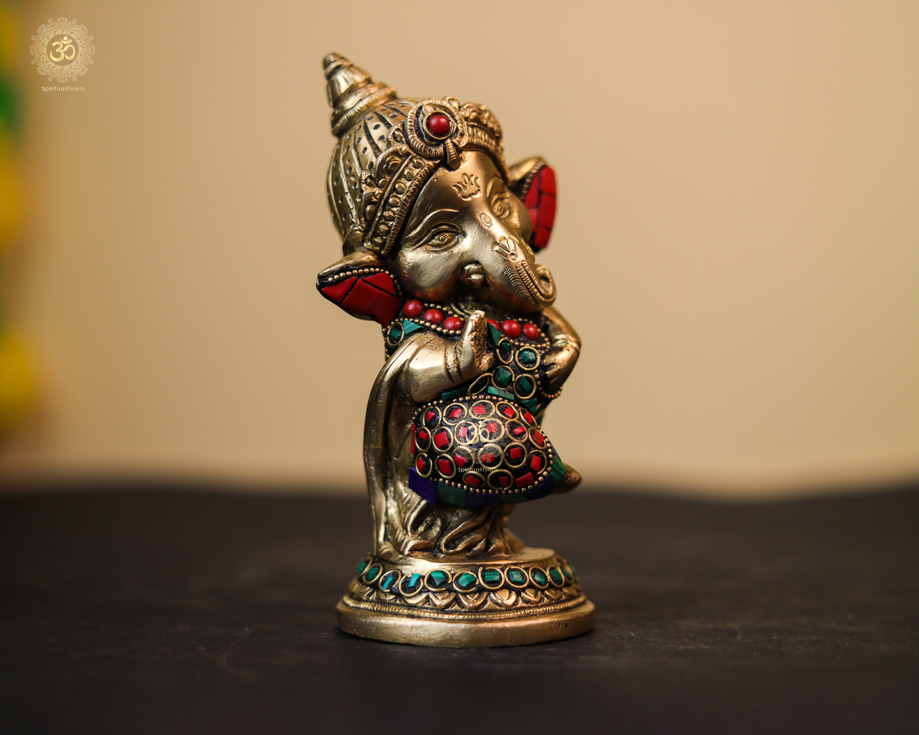 Brass Dancing Ganesh Statue 6 Inch