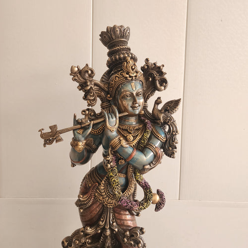 Krishna Statue resin with bronze finished