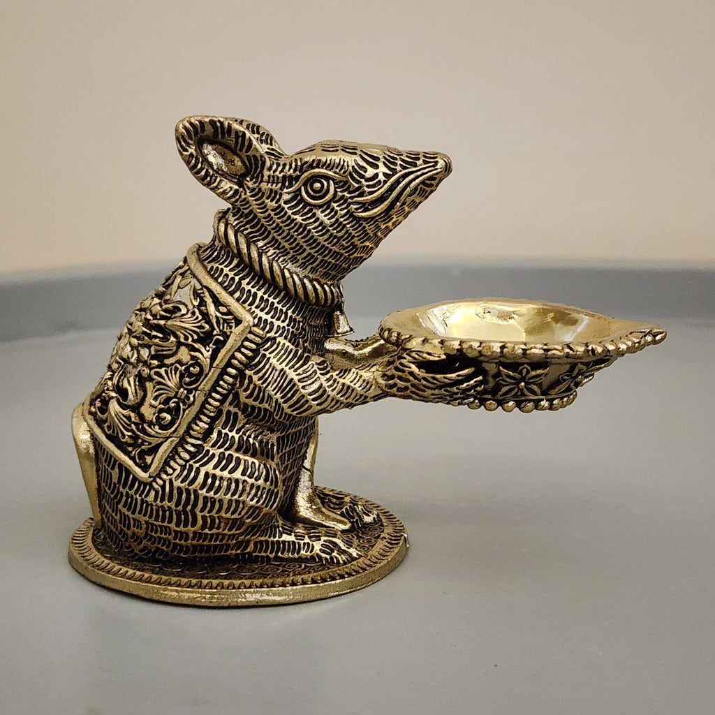 Premium Brass Mouse Diya | 3.5 Inch (180 Grams)