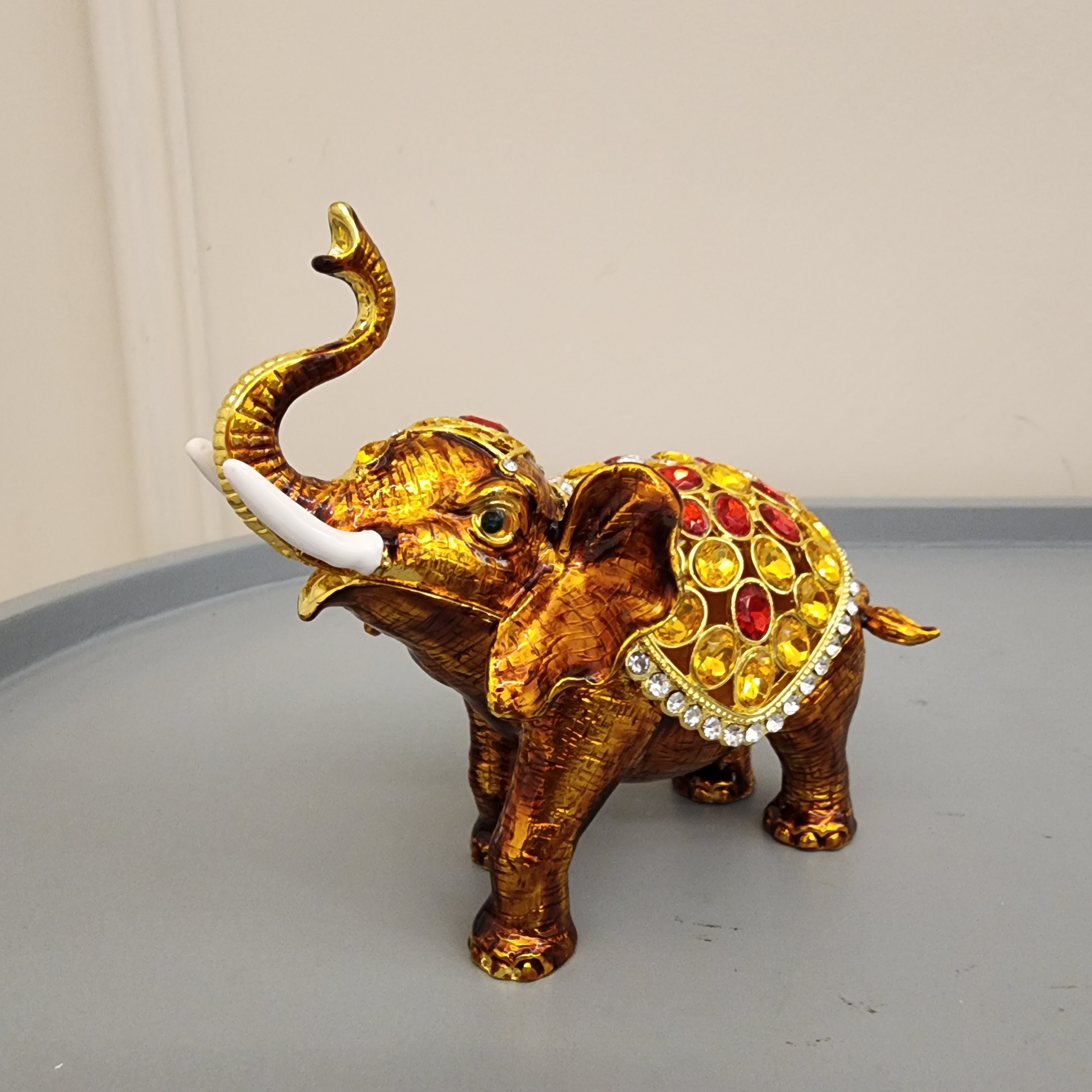 Bejeweled Elephant Trinket Box Set 5.5 Inch, Enamel Crystal