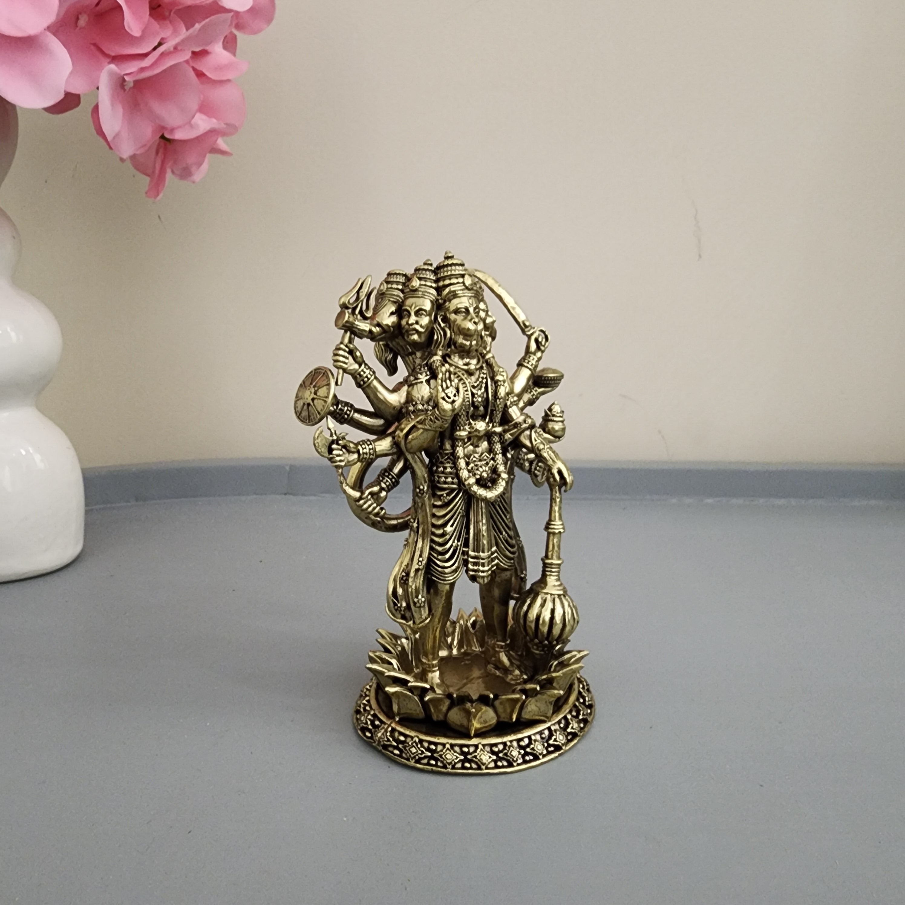 Premium Brass 5 inch Panchmukhi Hanumanji  Standing (400 Grams)