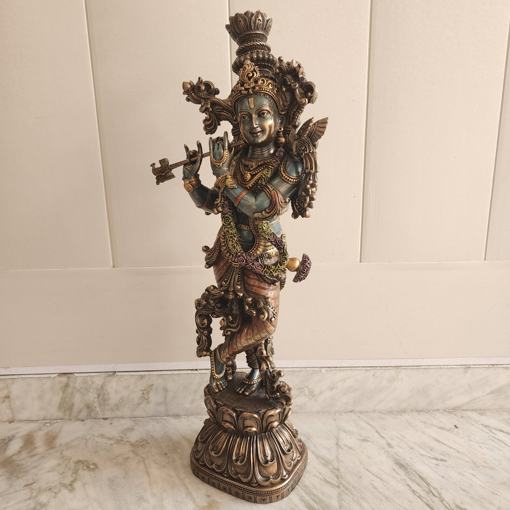 Krishna Statue resin with bronze finished