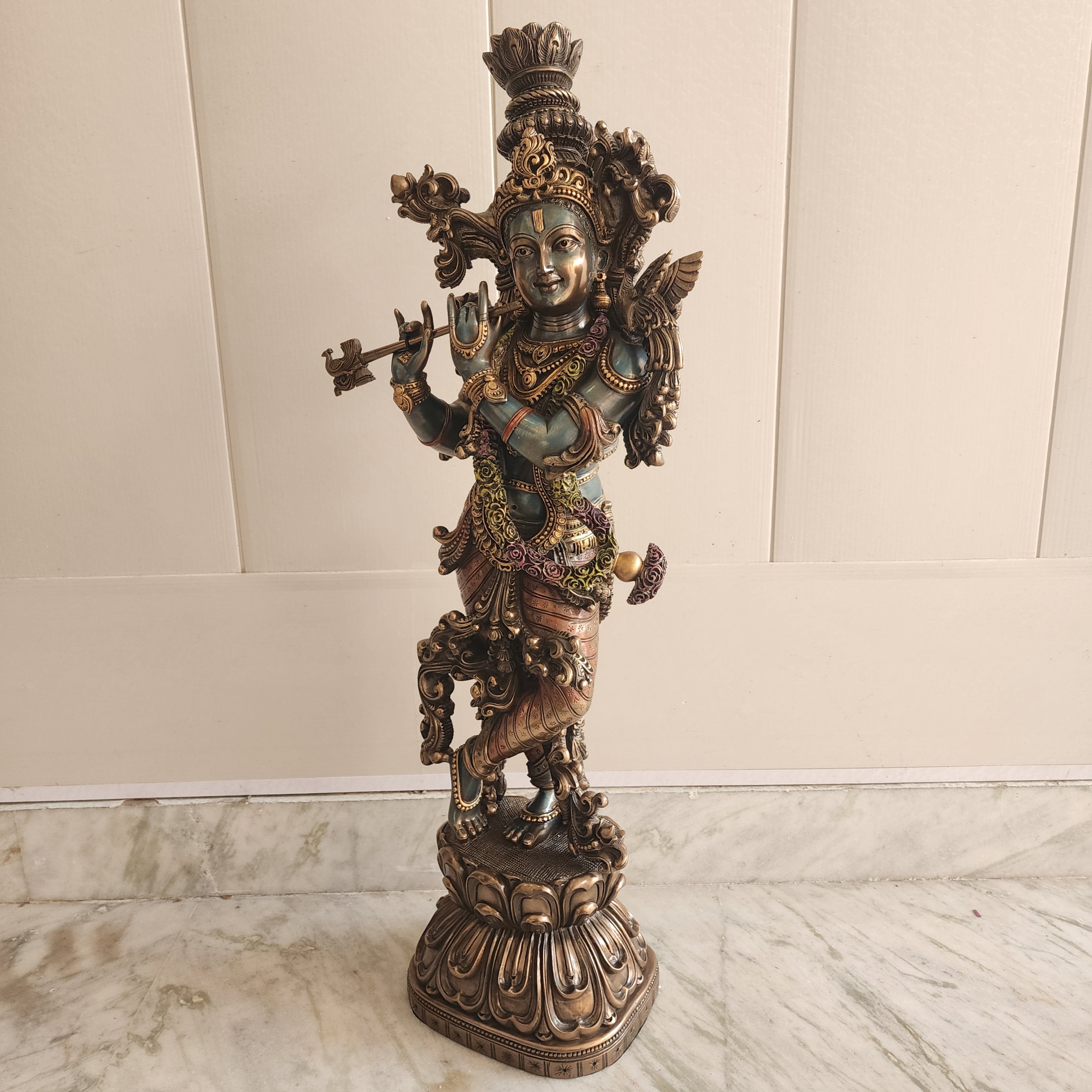 Krishna Statue resin with bronze finished