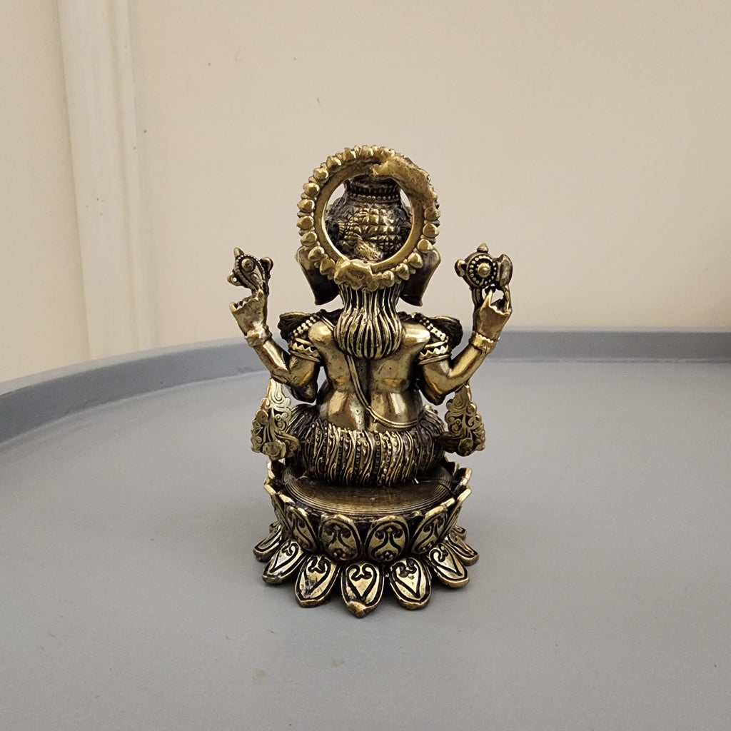 Brass Ganesh Statue sitting on lotus 4 inch [200gram]