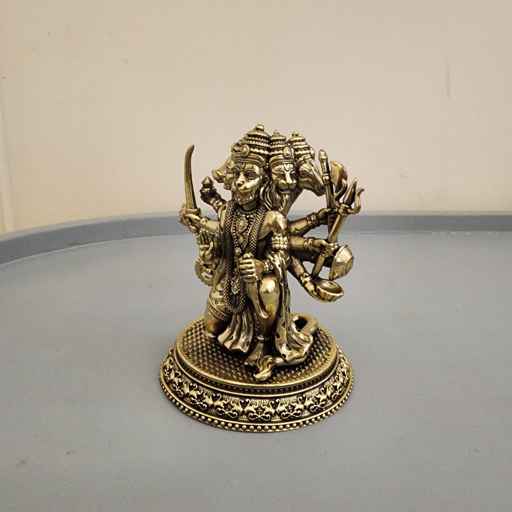Premium Brass Panchmukhi Hanuman Statue 3 inch / 4.5 inch / 7 inch / (140 gram)