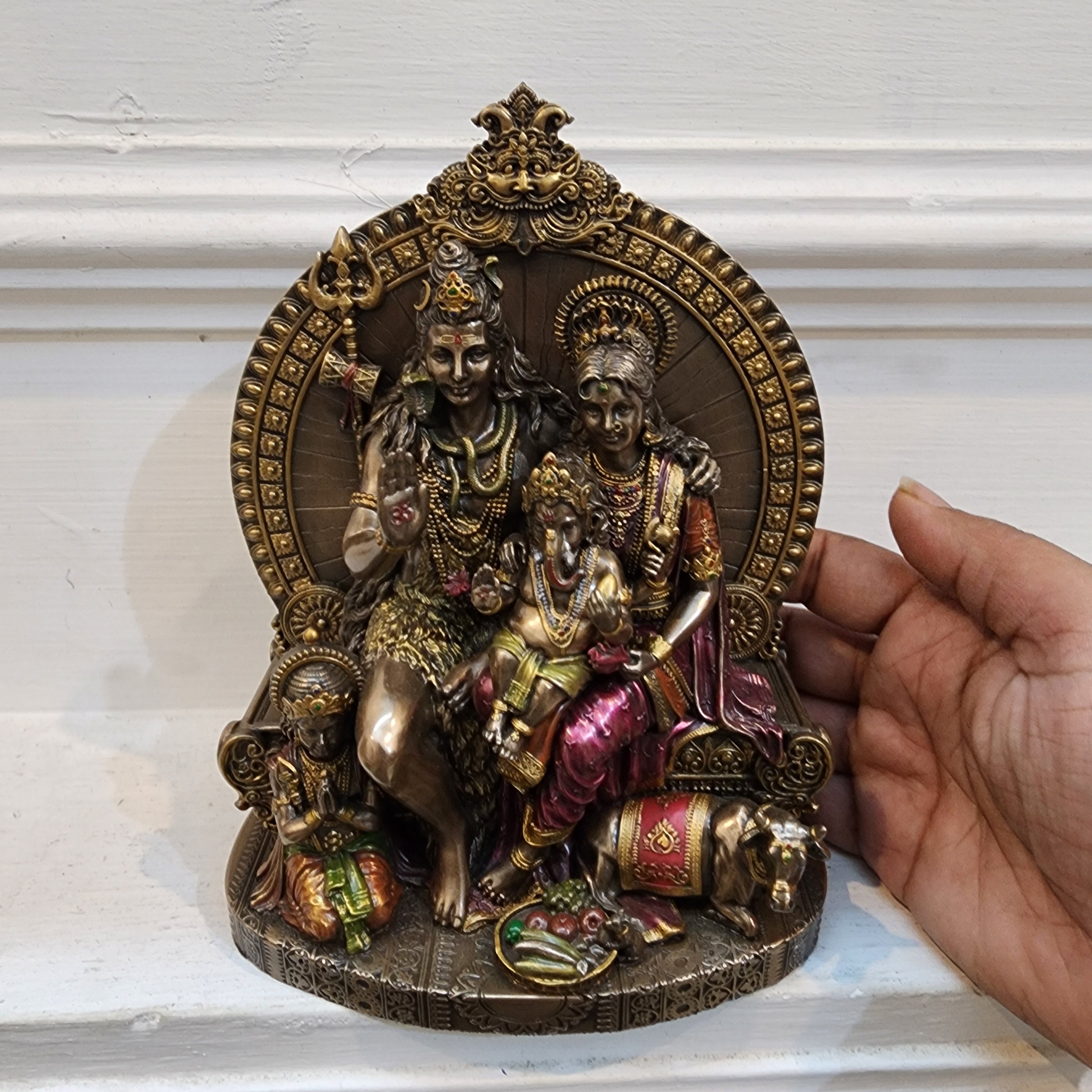 7.5 inch shiva family statue Bonded Bronze with resin