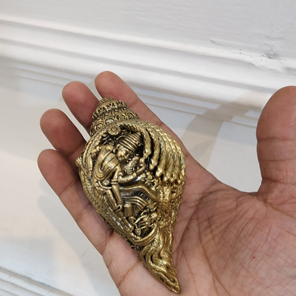 Brass Narayan Shankh I Conch Shell 4 inch | 120 grams