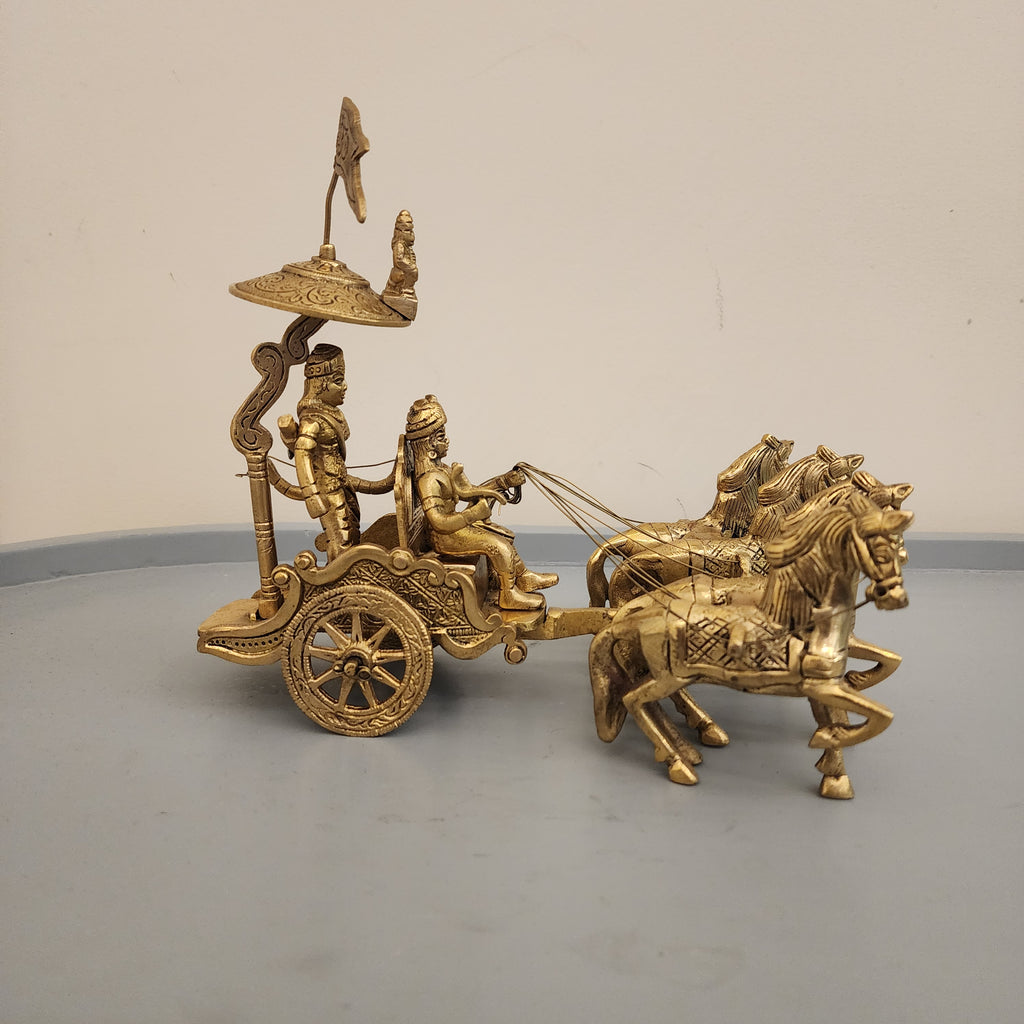 8.5 inch Arjun rath / Mahabharata Chariot with krishna or Hanuman Ji
