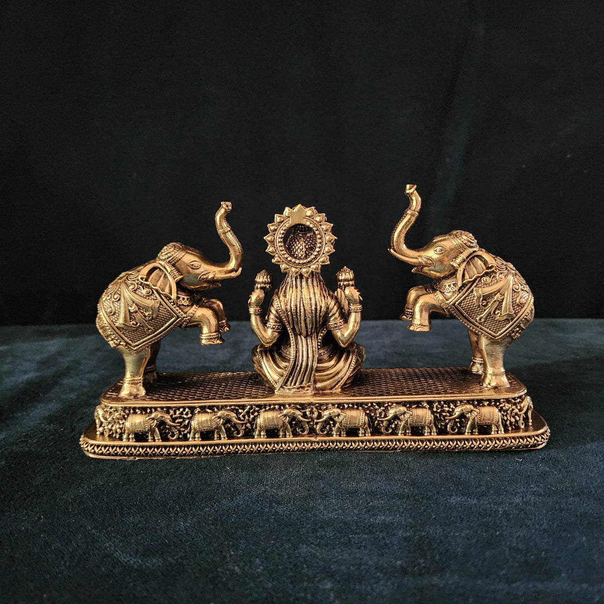 Brass Gajj Lakshmi Statue Hindu Goddess of Wealth 4.5 inch