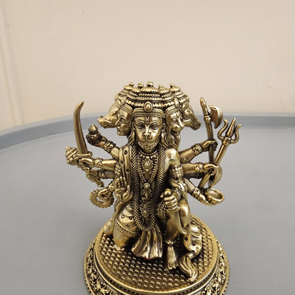 Premium Brass Panchmukhi Hanuman Statue 3 inch / 4.5 inch / 7 inch / (140 gram)