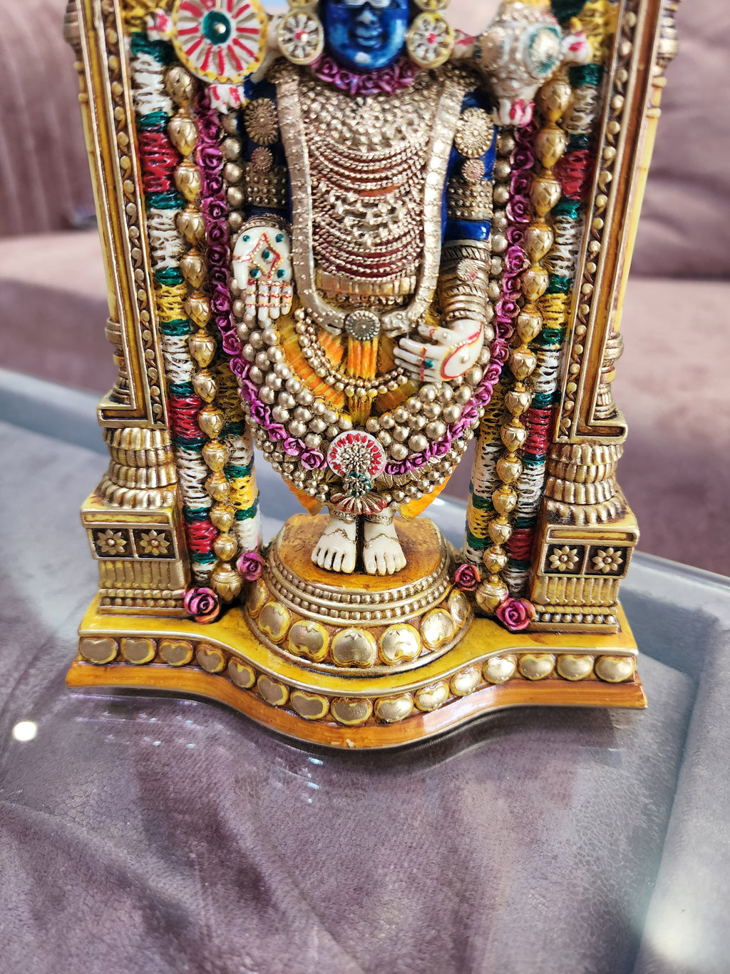 8.5 Inch Tirupati Balaji Statue: Hand-Painted Venkateswara Marble Idol