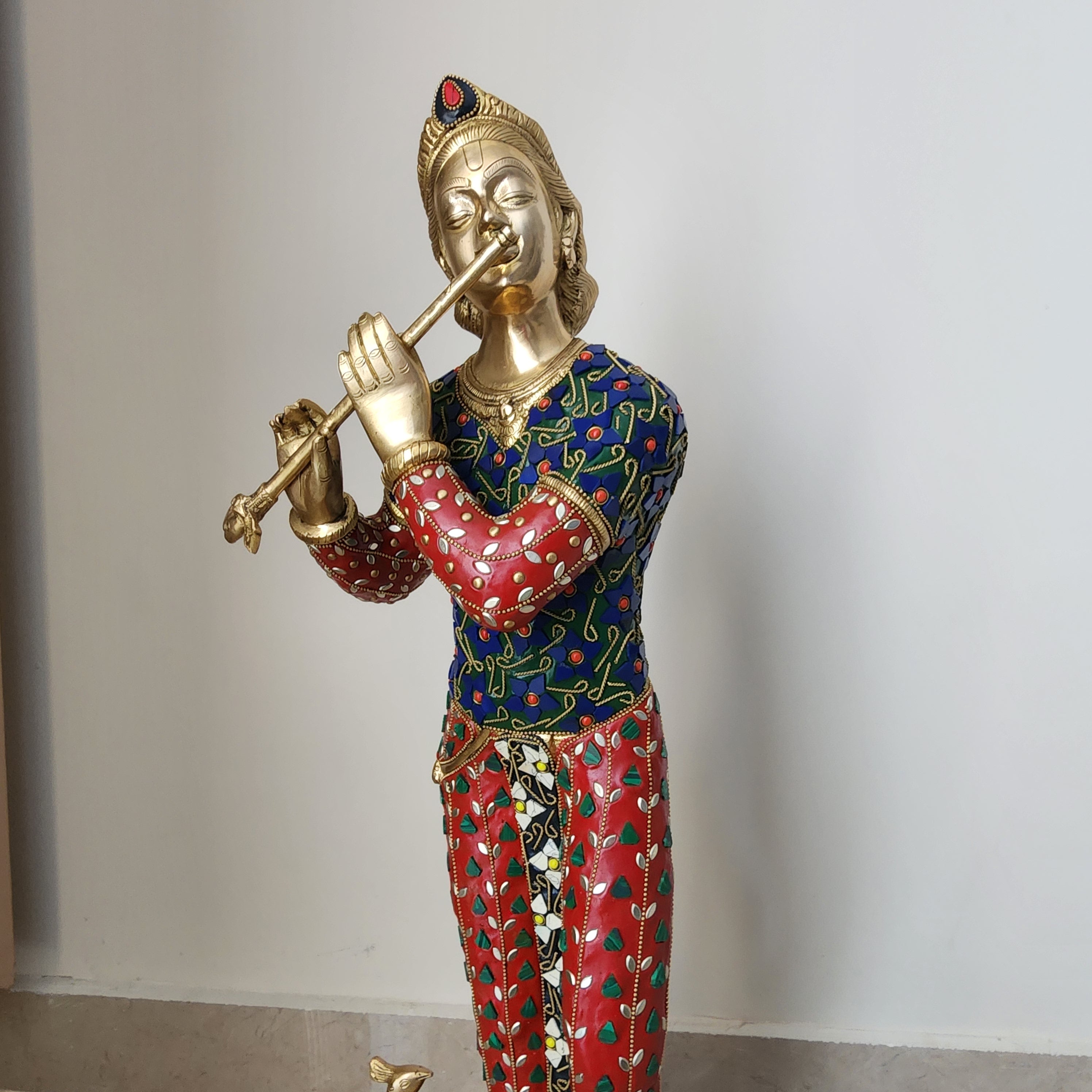 30 inch Krishna murti with stone work