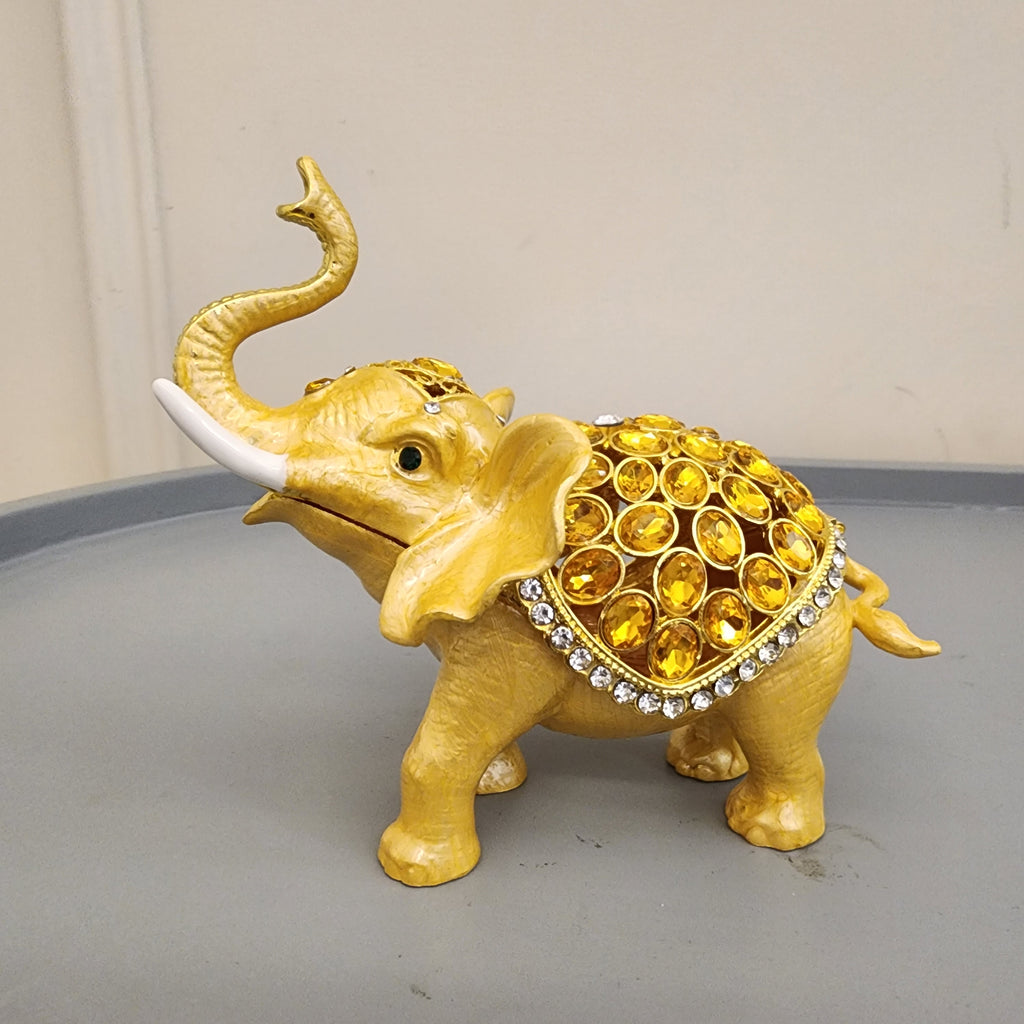 Bejeweled Elephant Trinket Box Set 5.5 Inch, Enamel Crystal