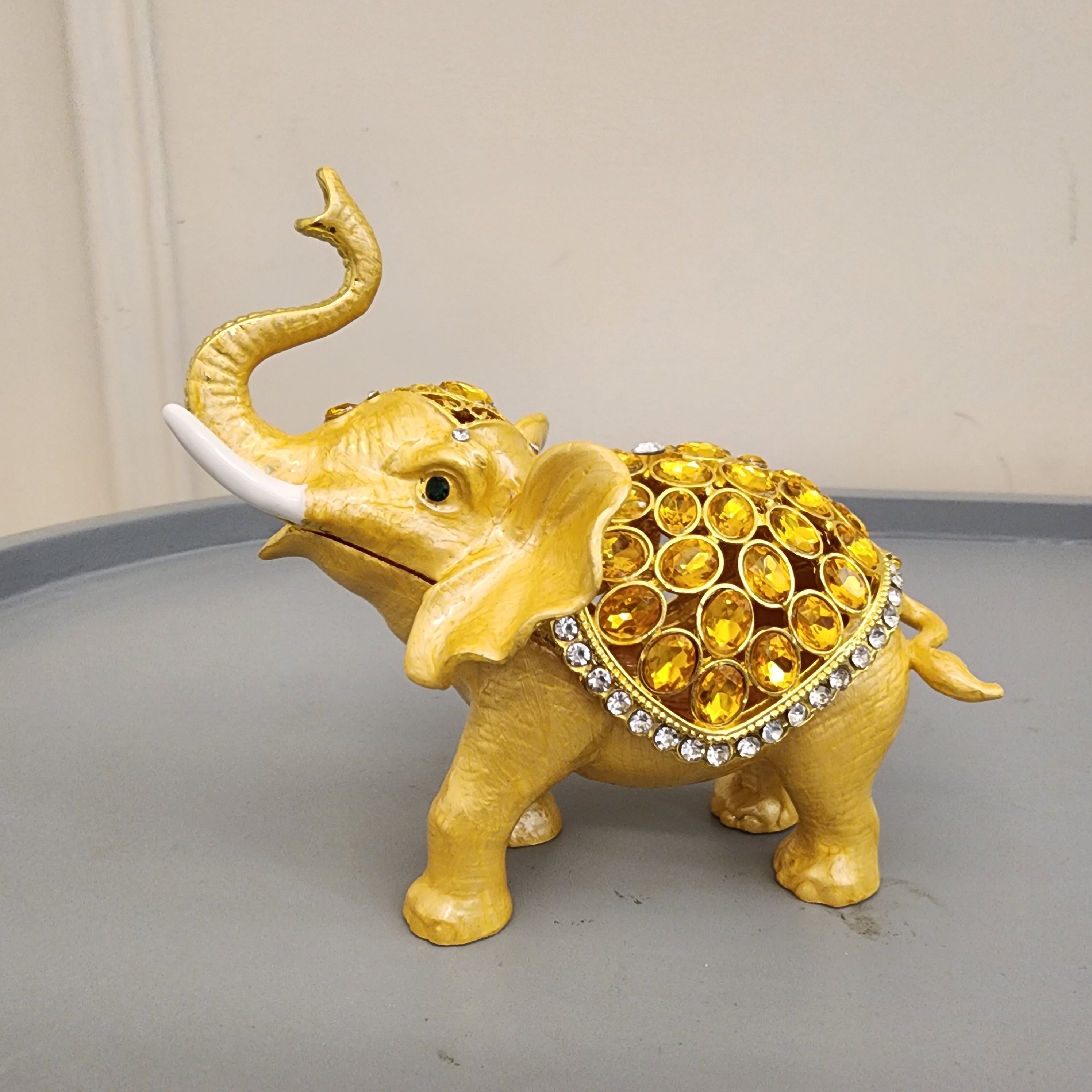 Bejeweled Elephant Trinket Box Set 5.5 Inch, Enamel Crystal