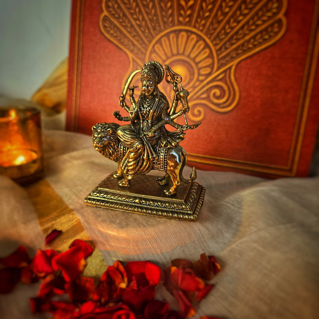 Goddess Durga Statue On Lion 3.5 Inch (130 gram)