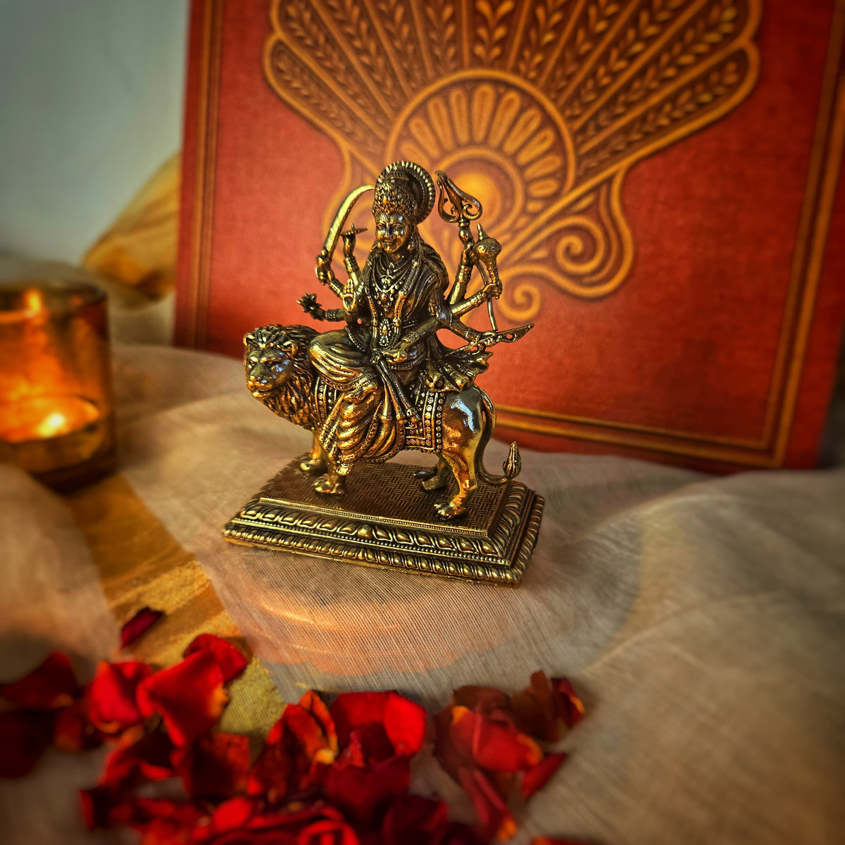 Goddess Durga Statue On Lion 3.5 Inch (130 gram)