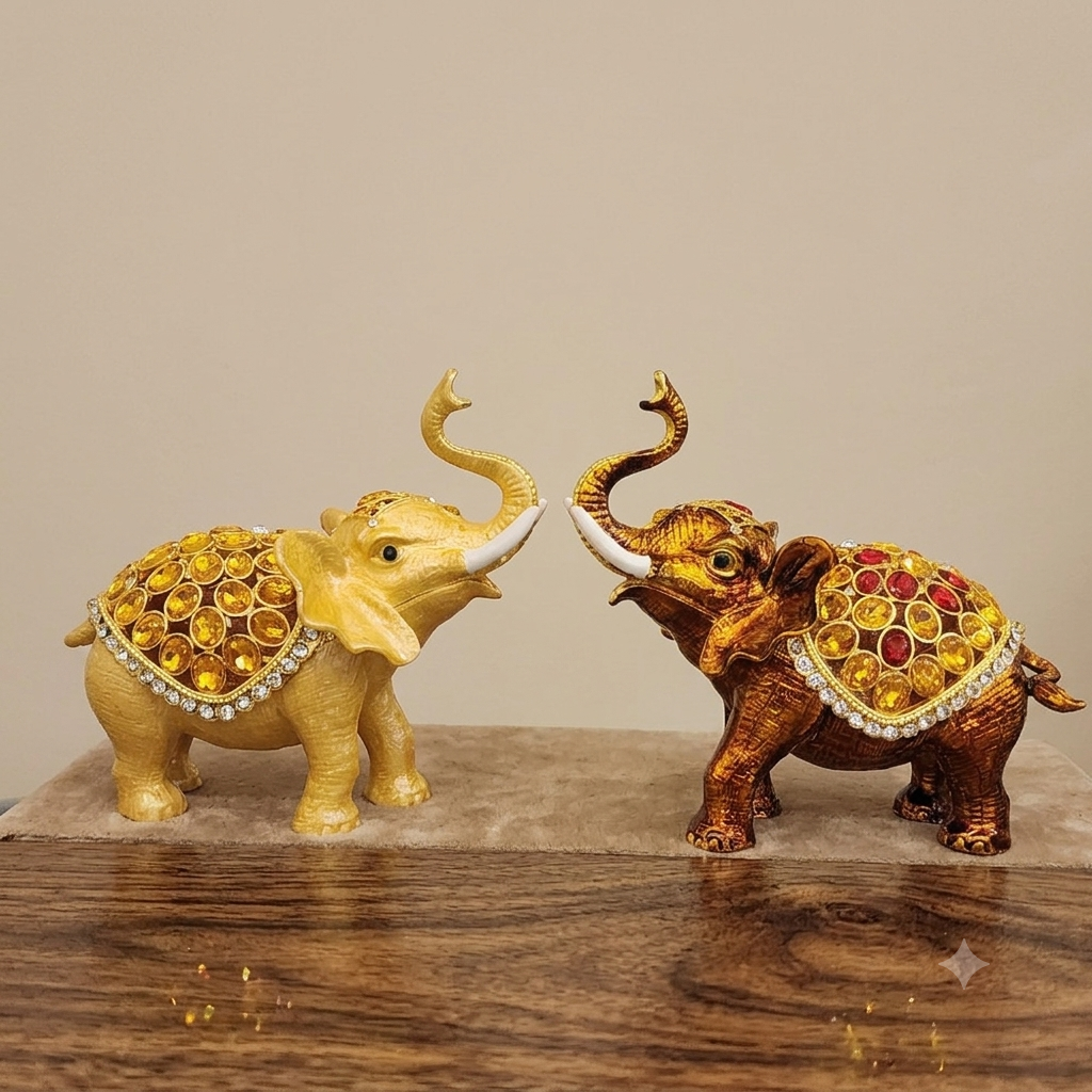 Bejeweled Elephant Trinket Box Set 5.5 Inch, Enamel Crystal