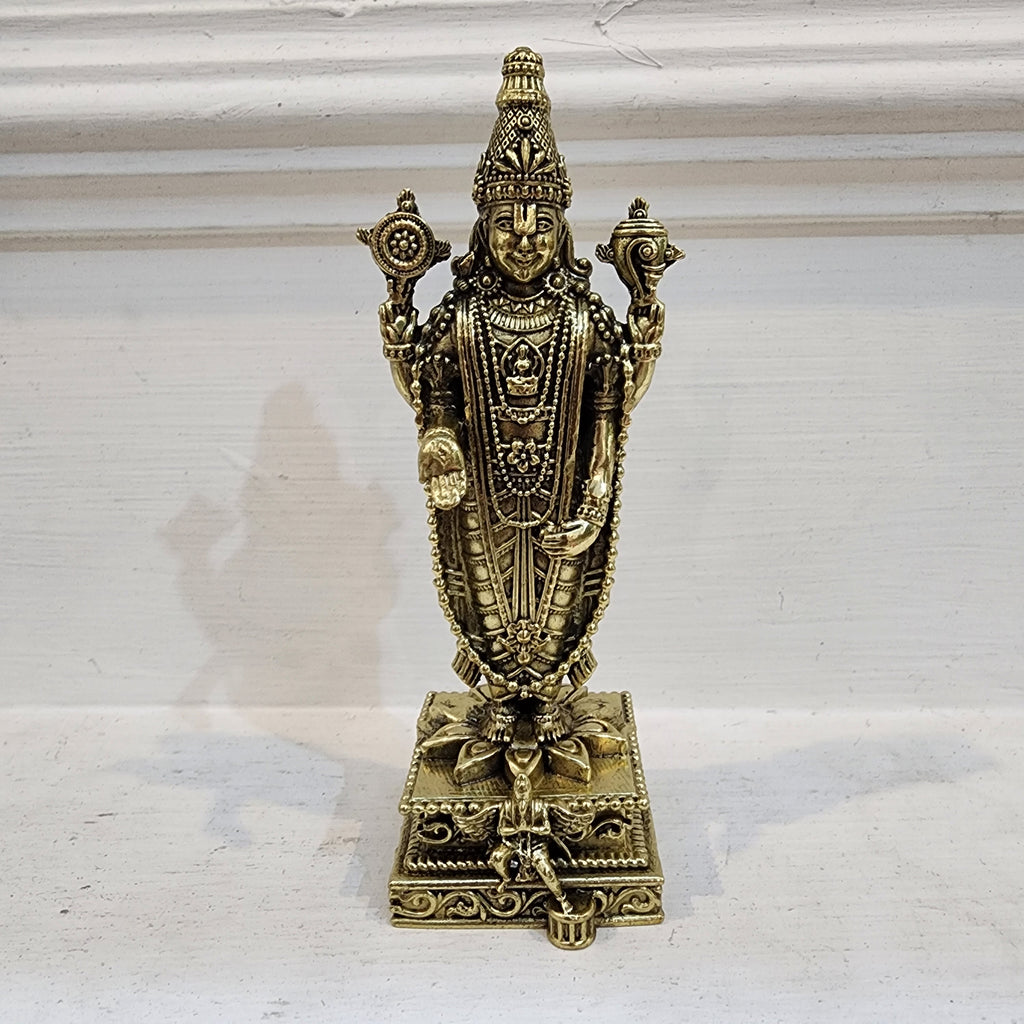 6 inch Tirupati Balaji Venkateshwara statue in premium brass