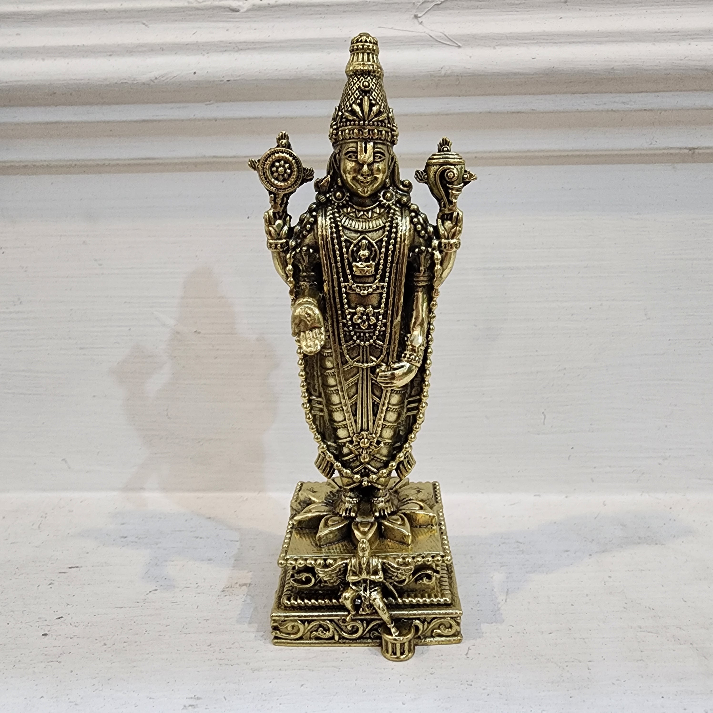6 inch Tirupati Balaji Venkateshwara statue in premium brass