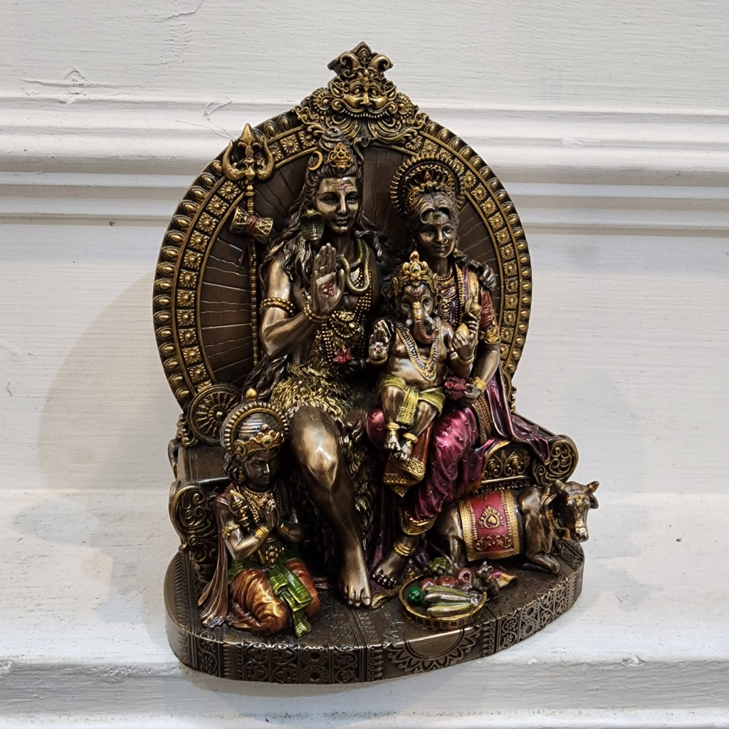 7.5 inch shiva family statue Bonded Bronze with resin