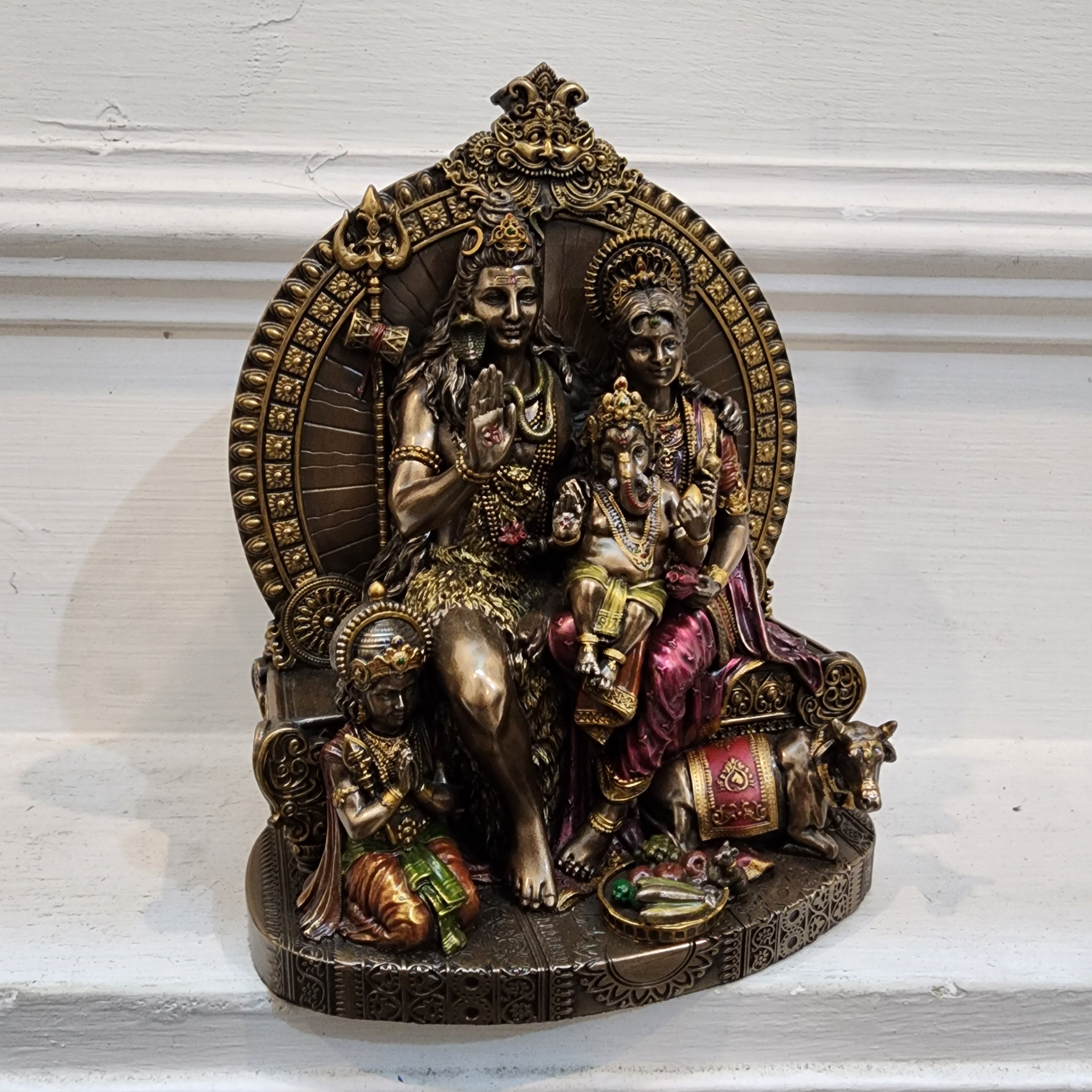 7.5 inch shiva family statue Bonded Bronze with resin