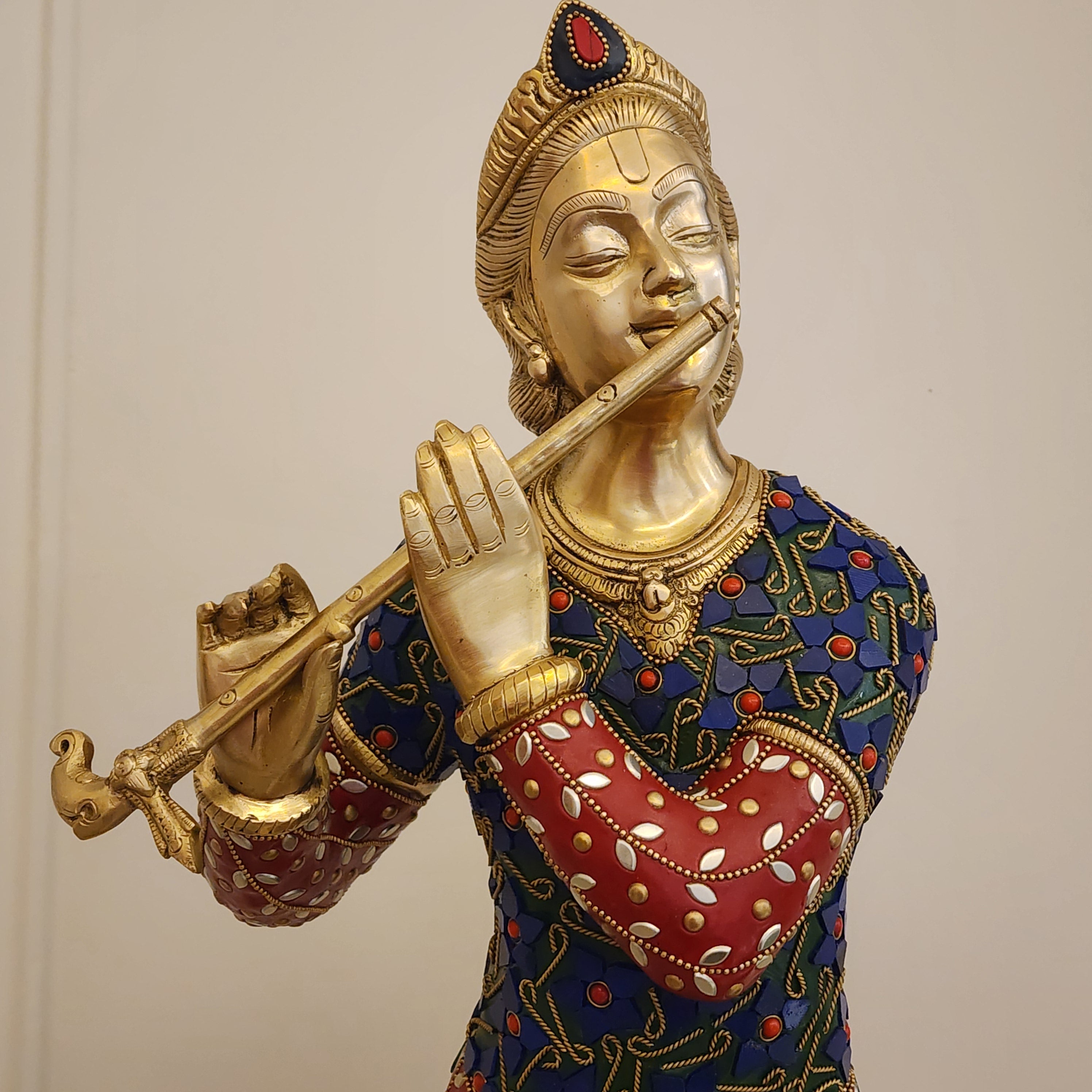 30 inch Krishna murti with stone work