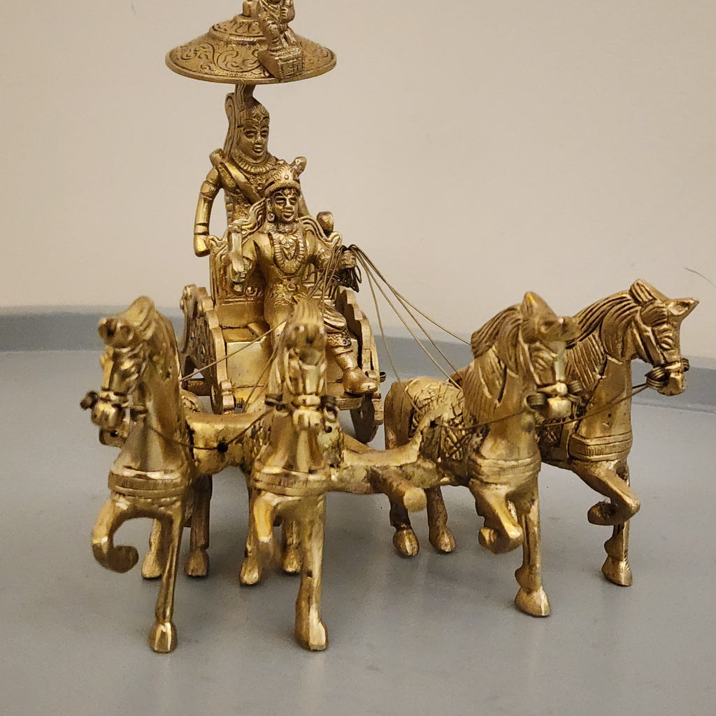 8.5 inch Arjun rath / Mahabharata Chariot with krishna or Hanuman Ji