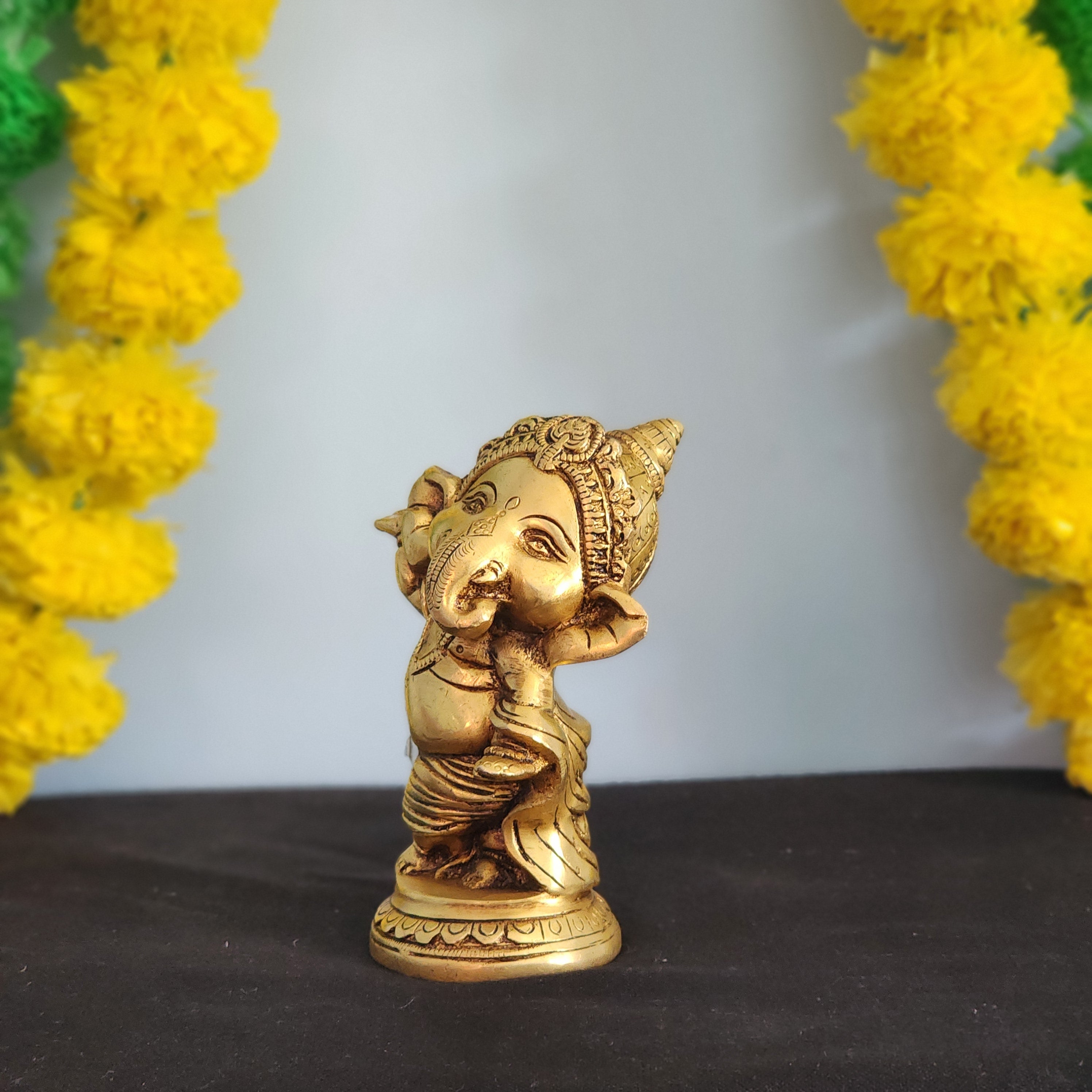 Brass Dancing Ganesh Statue 6 Inch