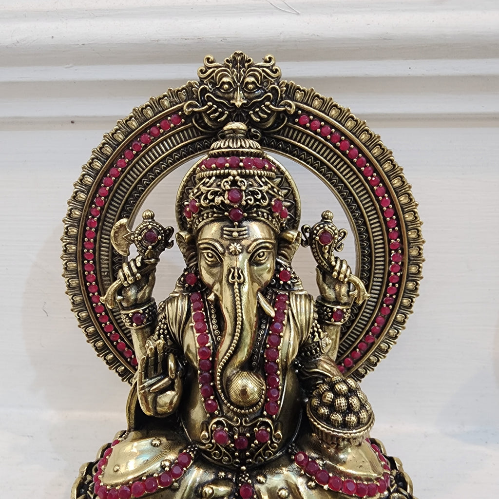 5.5 inch long stone work ganesh statue 0.55 kg approx