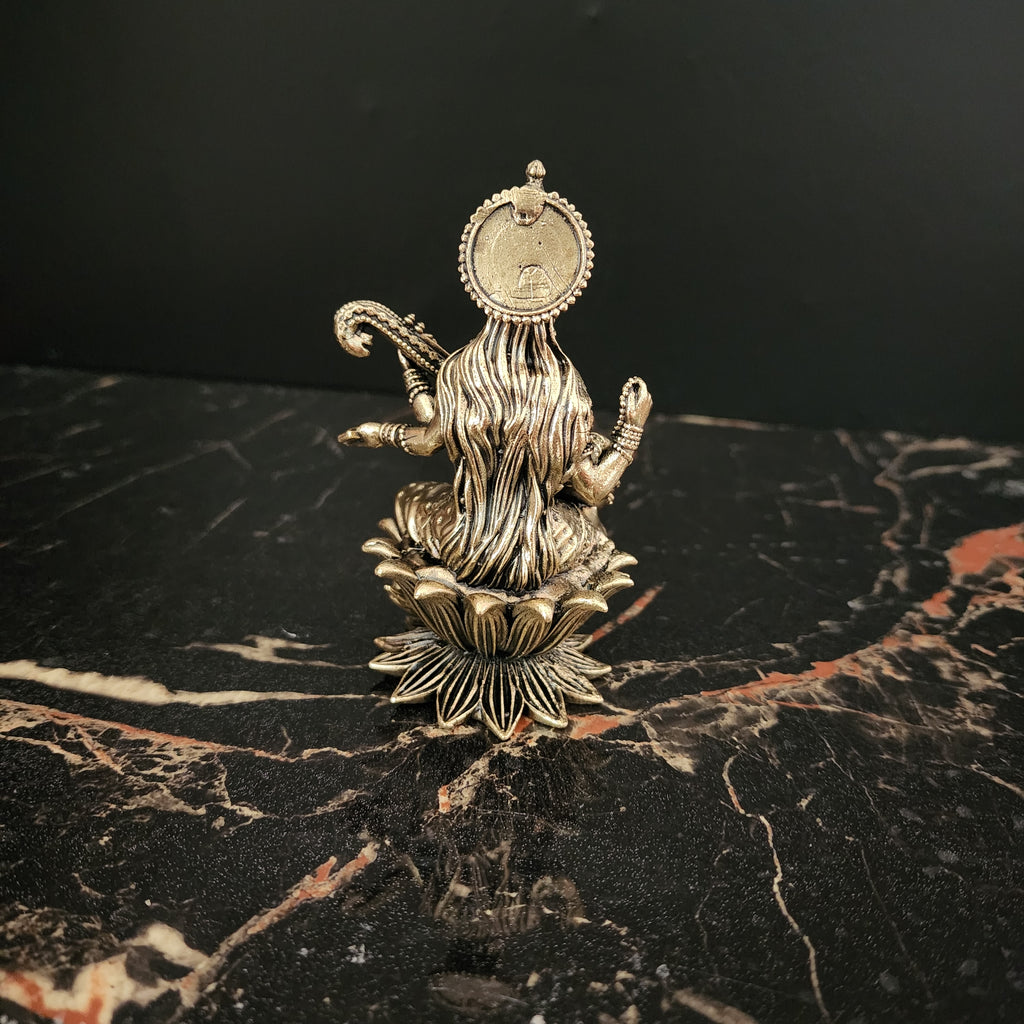 4 inch Saraswati Premium brass statue